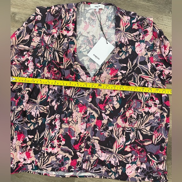 NEW Suncoo Paris Floral Top Lucil Pink Rayon Printer Blouse T1 Size Small S - Picture 9 of 10
